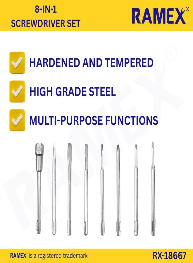 Ramex طقم مفكات براغي من رامكس، طقم أدوات مفكات براغي، طقم أدوات مفكات براغي مكون من 8 قطع مع علبة، طقم مفكات براغي قياسي (عبوة من 8 قطع) - Image 5